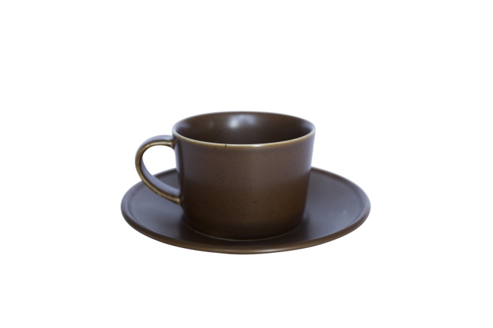 Kaffekopp med fat Mörk brun Stugsund i gruppen HANDLA / MUGGAR / KOPPAR hos Månses Design (940c)