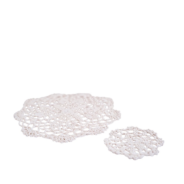 Virkad duk mellan 6-pack vit