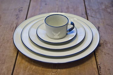 Assiett 22cm Ovanåker Blå kant