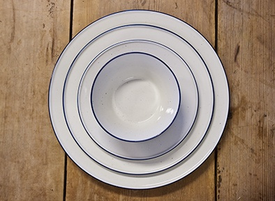 Assiett 22cm Ovanåker Blå kant