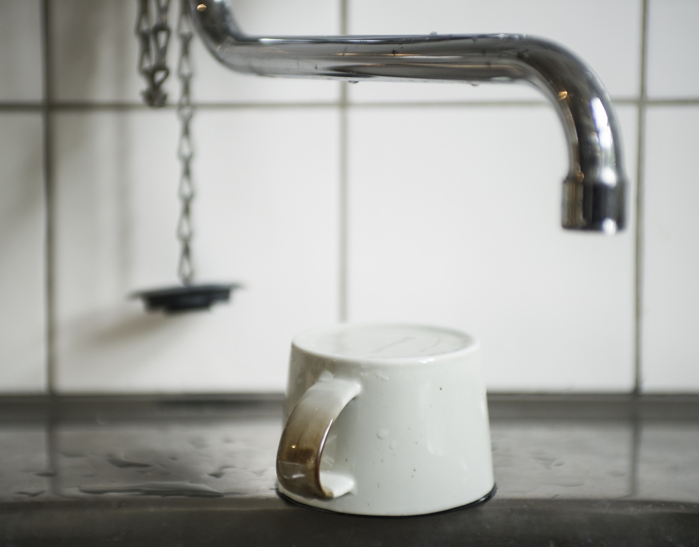 Kaffekopp med fat brun kant